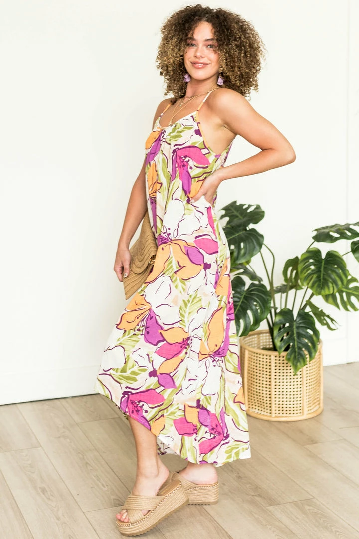 First Love Ivory Floral Print High Low Sleeveless Dress Dresses 4 First Love Ivory Floral Print High Low Sleeveless Dress Dresses