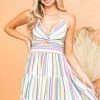 ANGIE Ivory Striped Sleeveless Strap Knot Mini Dress 1 ANGIE Ivory Striped Sleeveless Strap Knot Mini Dress