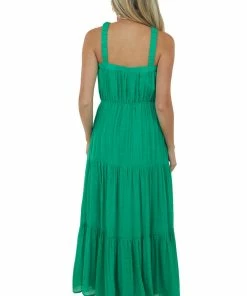 Allie Rose Jade Elastic Halter Neck Tiered Maxi Dress Dresses