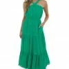 Allie Rose Jade Elastic Halter Neck Tiered Maxi Dress Dresses