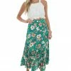 Umgee Bottoms Jade Floral Asymmetrical Ruffle Hem Midi Skirt 2 Umgee Bottoms Jade Floral Asymmetrical Ruffle Hem Midi Skirt