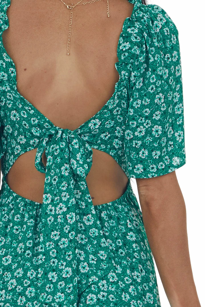 Petal Dew Jade Floral Open Back Bell Sleeve Short Dress 10 Petal Dew Jade Floral Open Back Bell Sleeve Short Dress