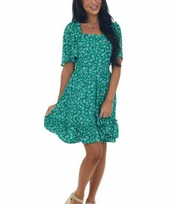 Petal Dew Jade Floral Open Back Bell Sleeve Short Dress 13 Petal Dew Jade Floral Open Back Bell Sleeve Short Dress