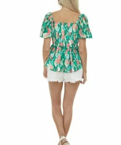 Flying Tomato Jade Floral Ruffle Surplice Peplum Top Tops 21 Flying Tomato Jade Floral Ruffle Surplice Peplum Top Tops