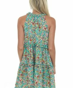 Hailey & Co Jade Multi Floral Ruffle Tiered Mini Dress Dresses