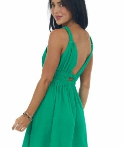 Lush Clothing Jade Sleeveless Plunging V Neck Woven Mini Dress Dresses