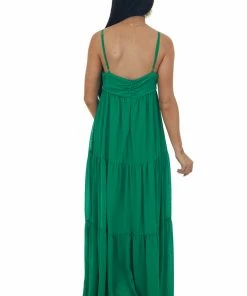 Flying Tomato Jade Sleeveless Tiered Woven Maxi Dress