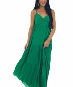 Flying Tomato Jade Sleeveless Tiered Woven Maxi Dress