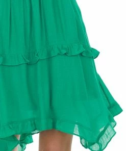 Umgee Dresses Jade V Neck Tiered Handkerchief Hem Dress