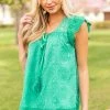 Davi & Dani Jade Embroidered Eyelet Sleeve Tassel Blouse Tops 2 Davi & Dani Jade Embroidered Eyelet Sleeve Tassel Blouse Tops