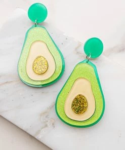Ole Jade Glitter Acrylic Avocado Drop Earrings Accessories