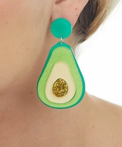 Ole Jade Glitter Acrylic Avocado Drop Earrings Accessories