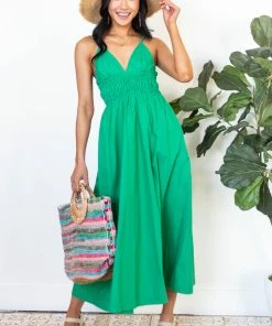 HYFVE Jade Plunging Neck Sleeveless Maxi Dress