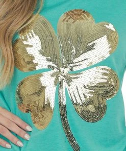 BiBi Jungle Green Sequined Clover Raglan Sweatshirt 15 BiBi Jungle Green Sequined Clover Raglan Sweatshirt