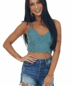 Listicle Juniper Crochet Lace Crossed Strap Bralette