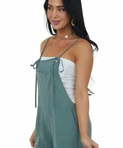 Kori America Juniper Shoulder Tie Romper With Side Pockets