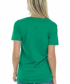 Caramelo Trend Kelly Green '0% Irish' V Neck Short Sleeve Top