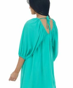 She + Sky Kelly Green Babydoll Balloon Sleeve Woven Dress Dresses