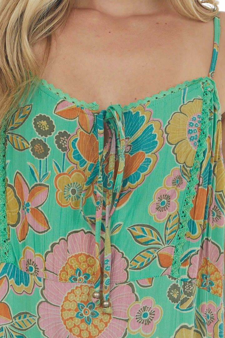 Nostalgia Kelly Green Floral Sleeveless Tiered Maxi Dress 10 Nostalgia Kelly Green Floral Sleeveless Tiered Maxi Dress