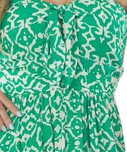 Aakaa Dresses Kelly Green Printed Strapless Tie Front Maxi Dress