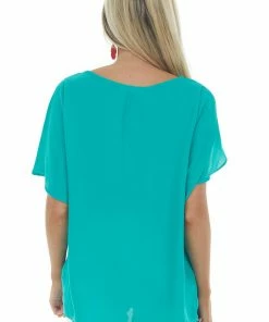FSL APPAREL Tops Kelly Green Short Tulip Sleeve Woven Top 16 FSL APPAREL Tops Kelly Green Short Tulip Sleeve Woven Top