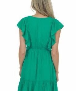 Jodifl Kelly Green Surplice Ruffle Sleeve Dress Dresses 13 Jodifl Kelly Green Surplice Ruffle Sleeve Dress Dresses