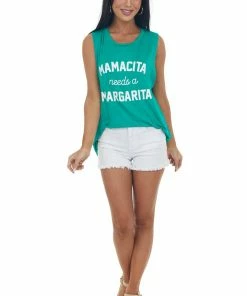 Rock Rose Kelly Green 'Mamacita Needs A Margarita' Tank Top Tops
