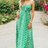Aakaa Dresses Kelly Green Printed Strapless Tie Front Maxi Dress 2 Aakaa Dresses Kelly Green Printed Strapless Tie Front Maxi Dress