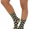Miss Sparkling Khaki And Black Checkered Calf Socks Accessories