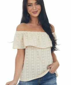 Umgee Tops Latte Embroidered Off Shoulder Blouse 12 Umgee Tops Latte Embroidered Off Shoulder Blouse