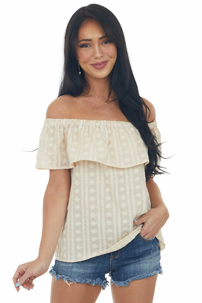 Umgee Tops Latte Embroidered Off Shoulder Blouse 5 Umgee Tops Latte Embroidered Off Shoulder Blouse