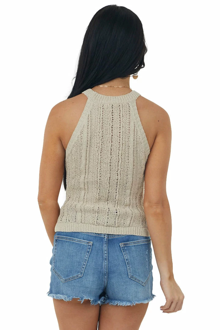 Kori America Latte Halter Neck Sweater Knit Tank Top Tops 7 Kori America Latte Halter Neck Sweater Knit Tank Top Tops