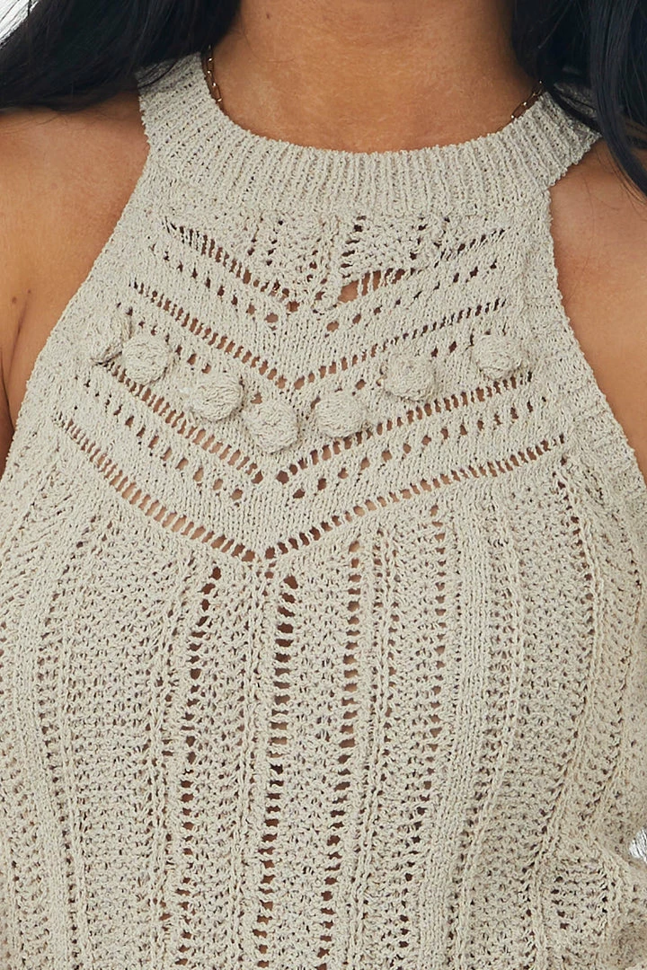 Kori America Latte Halter Neck Sweater Knit Tank Top Tops 8 Kori America Latte Halter Neck Sweater Knit Tank Top Tops