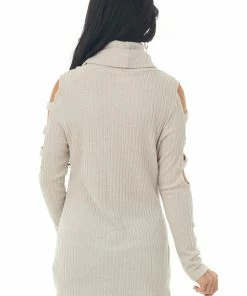 Lovely Melody Tops Latte Ribbed Knit Long Ladder Sleeve Cowl Neck Top 12 Lovely Melody Tops Latte Ribbed Knit Long Ladder Sleeve Cowl Neck Top
