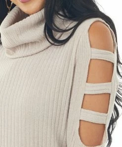 Lovely Melody Tops Latte Ribbed Knit Long Ladder Sleeve Cowl Neck Top 13 Lovely Melody Tops Latte Ribbed Knit Long Ladder Sleeve Cowl Neck Top