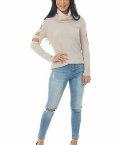 Lovely Melody Tops Latte Ribbed Knit Long Ladder Sleeve Cowl Neck Top 10 Lovely Melody Tops Latte Ribbed Knit Long Ladder Sleeve Cowl Neck Top