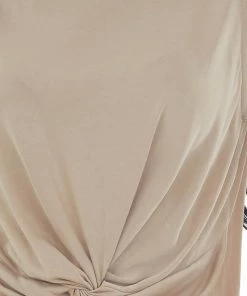 Lush Clothing Latte Sleeveless Cropped Knit Top With Front Tie Detail