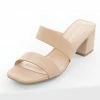 FORTUNE DYNAMIC Latte Block Heel Double Strap Open Toe Mules