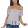 Ces Femme Lavender Boat Neckline Ribbed Knit Crop Top With Ruffles Tops 2 Ces Femme Lavender Boat Neckline Ribbed Knit Crop Top With Ruffles Tops