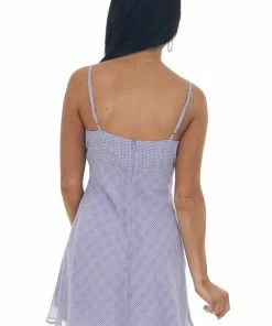 LE LIS Dresses Lavender Gingham V Neck Babydoll Mini Dress 12 LE LIS Dresses Lavender Gingham V Neck Babydoll Mini Dress