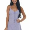 LE LIS Dresses Lavender Gingham V Neck Babydoll Mini Dress