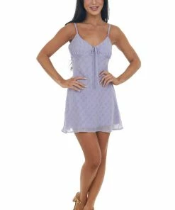 LE LIS Dresses Lavender Gingham V Neck Babydoll Mini Dress 10 LE LIS Dresses Lavender Gingham V Neck Babydoll Mini Dress