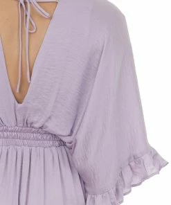 Glam Lavender Kimono Sleeve Ruffle Silky Mini Dress Dresses 13 Glam Lavender Kimono Sleeve Ruffle Silky Mini Dress Dresses