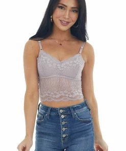 Trend Notes Lavender Padded Sweetheart Neck Lace Bralette