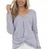 143 Story Tops Lavender Surplice Front Knot Waffle Knit Top 1 143 Story Tops Lavender Surplice Front Knot Waffle Knit Top