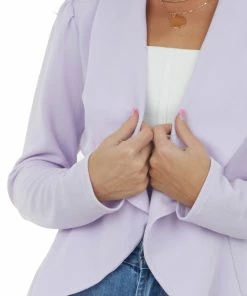 HEIMISH Lavender Textured Draped Lapel Open Blazer 13 HEIMISH Lavender Textured Draped Lapel Open Blazer