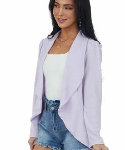 HEIMISH Lavender Textured Draped Lapel Open Blazer 11 HEIMISH Lavender Textured Draped Lapel Open Blazer