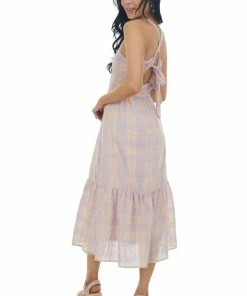 Lush Clothing Lavender And Peach Gingham Open Back Dress 11 Lush Clothing Lavender And Peach Gingham Open Back Dress