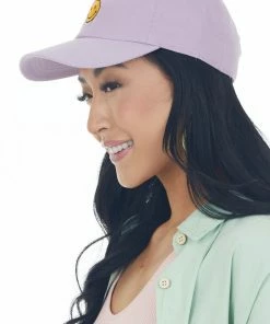 Stitch Lane Lavender Smiley Face Embroidered Baseball Cap Accessories