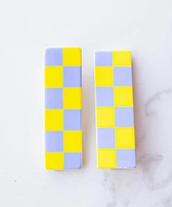 Denim & Daisy Lavender And Sunshine Checkered Bar Hair Clips Accessories